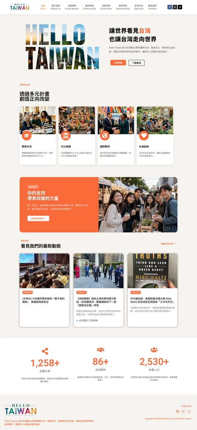 Hello Taiwan 網站截圖