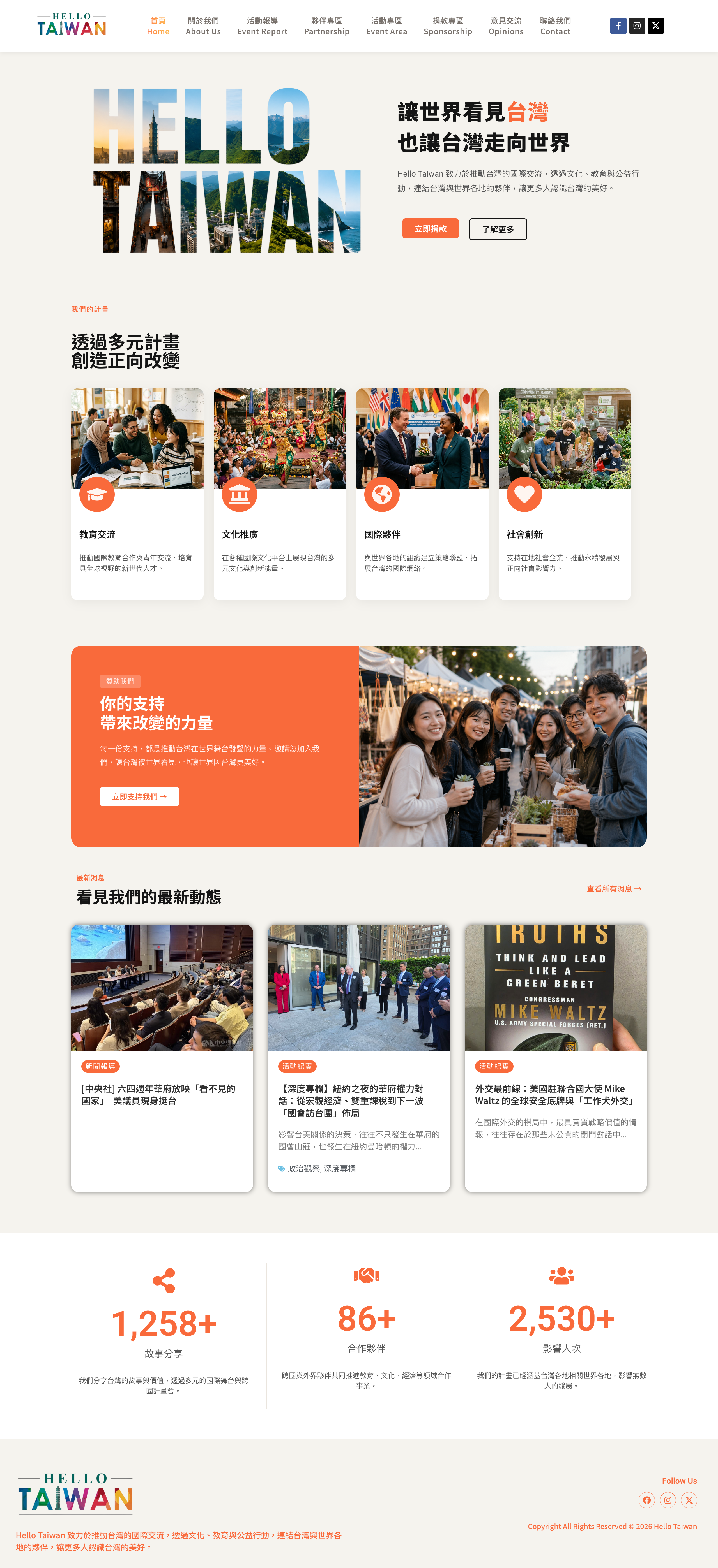 Hello Taiwan 網站截圖