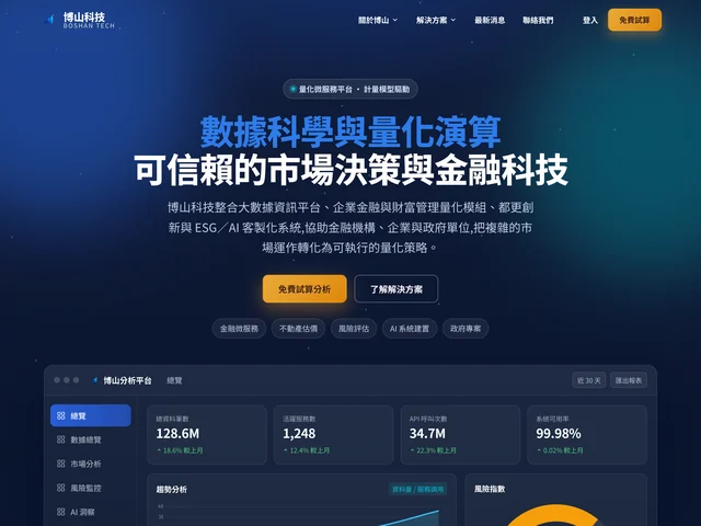 博山科技官網首頁截圖