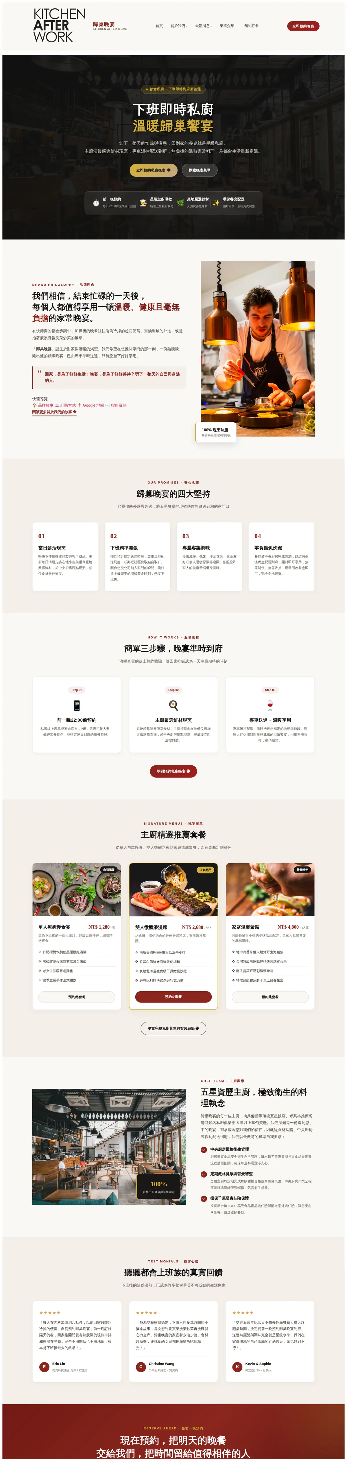 歸巢晚宴 KITCHEN AFTER WORK 網站截圖