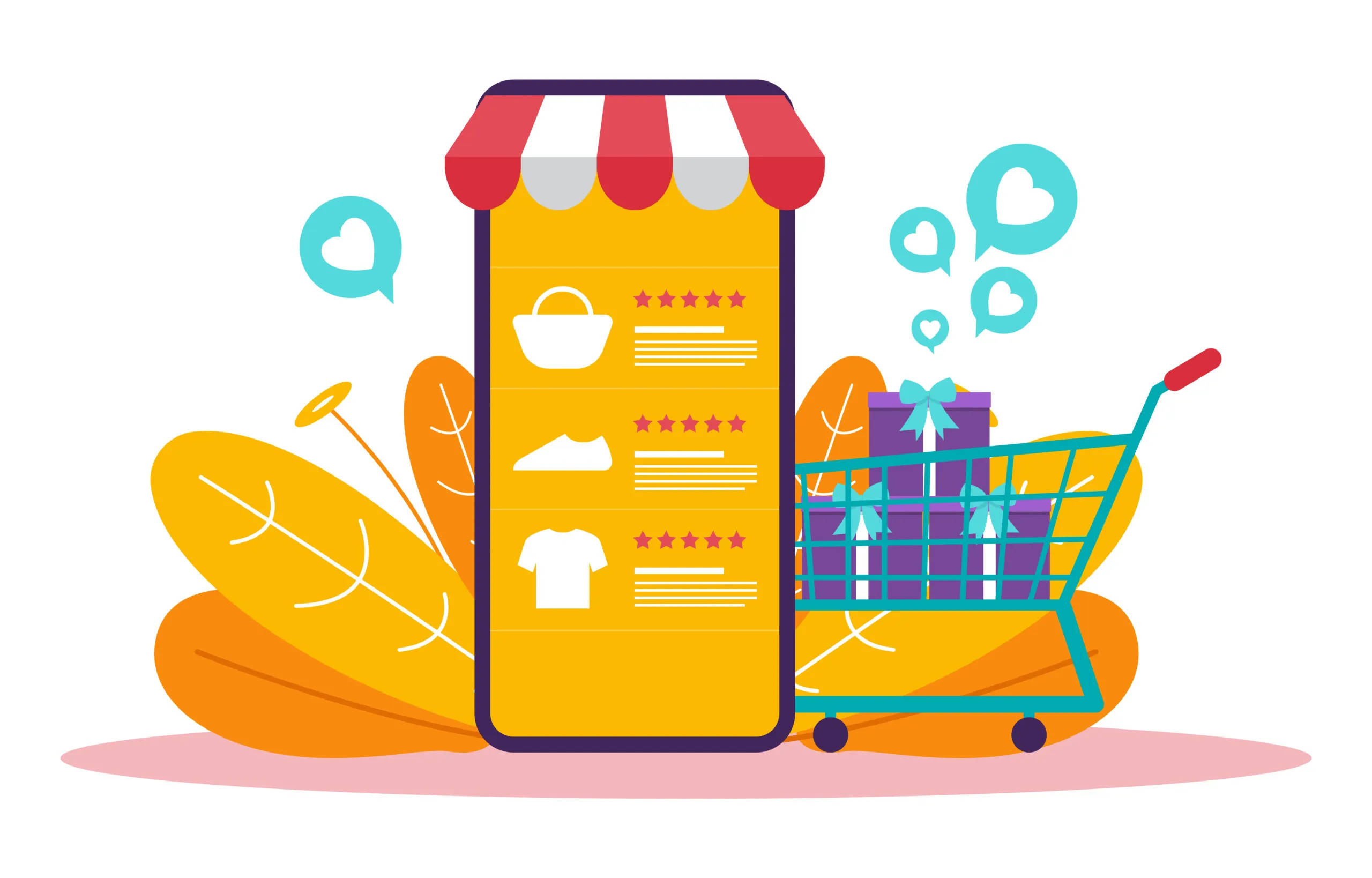 Digital Marketing Commerce Mobile Shopping Internet Web Analysis Illustration 如何提升我的網站排序? 全方位SEO專業指南 有效提升網站排名 插圖